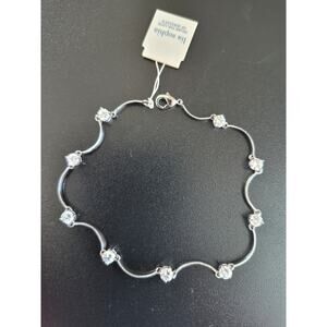 Lia Sophia Wedding Bells Cubic Zirconia Bracelet Silver Tone Dainty 8 in NWT